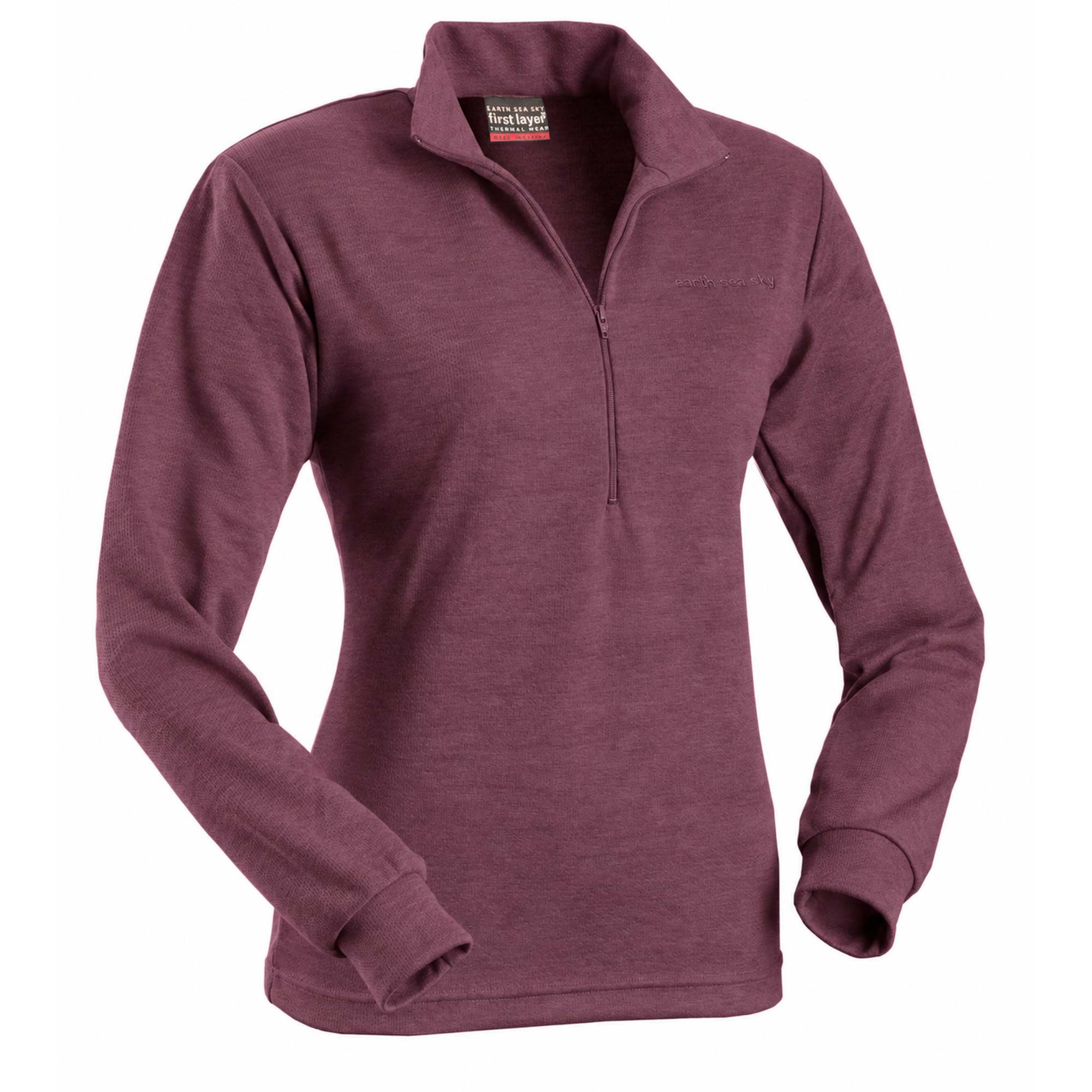 Earth Sea Sky First Layer Mid Weight Zip Polo Long Sleeve Women’s in Plum