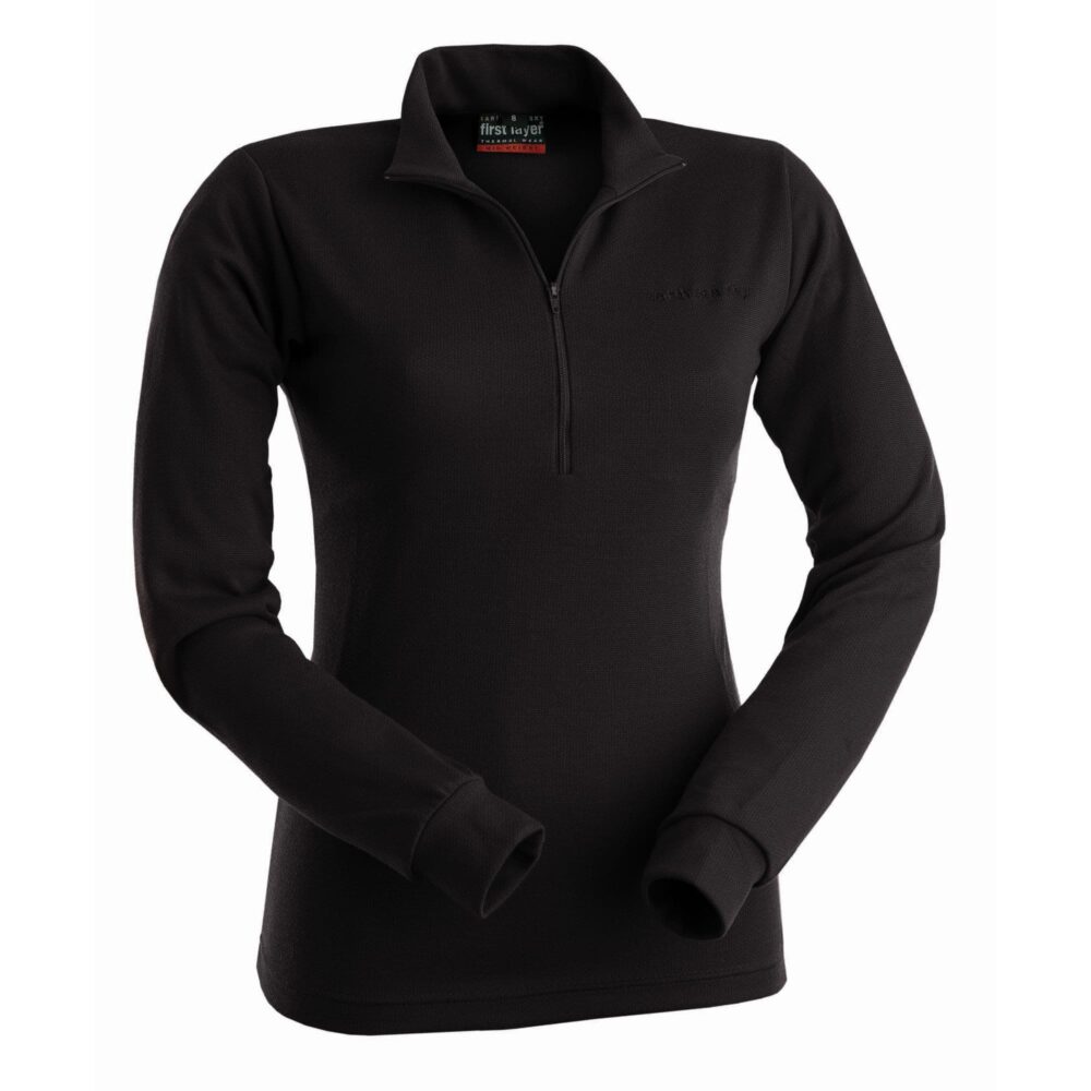 511030-BLACK_WOMENSFIRSTLAYERMIDWEIGHTLONGSLEEVEZIPPOLO_EARTHSEASKY