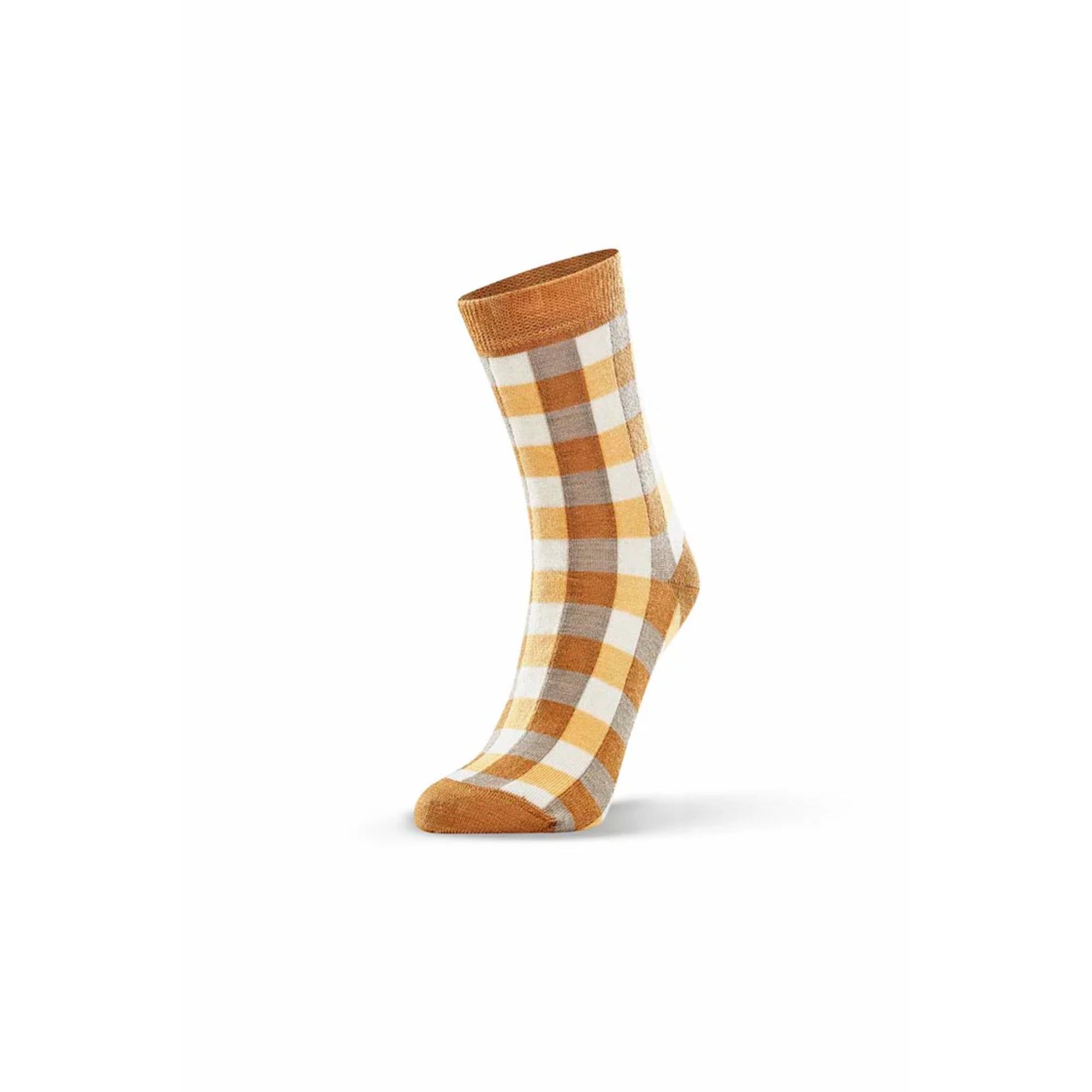 Earth Sea Sky Merino Check Sock in Yellow