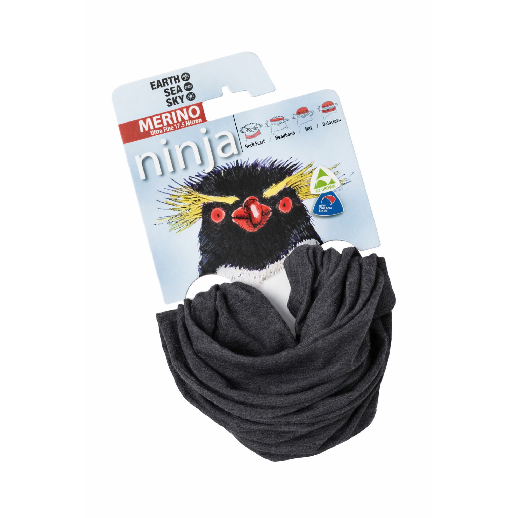 Earth Sea Sky Merino Ninja Neck Gaiter in Grey Marle